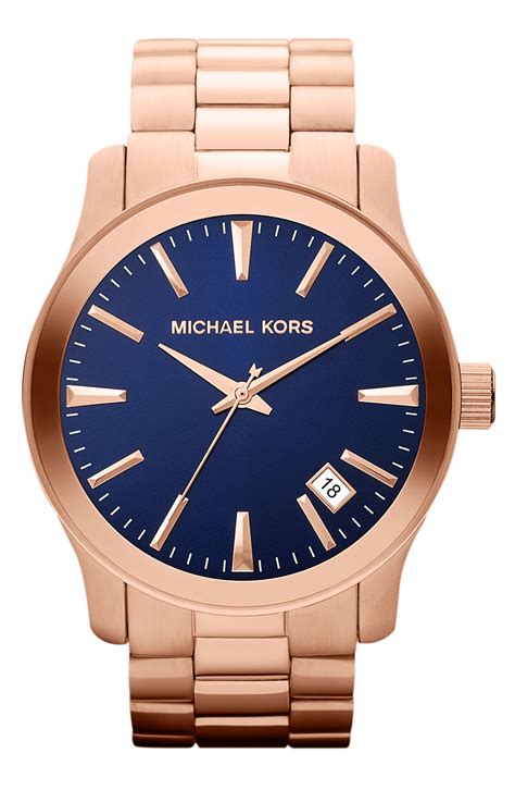 michael kors watch titanium blue face|Michael Kors runway watch.